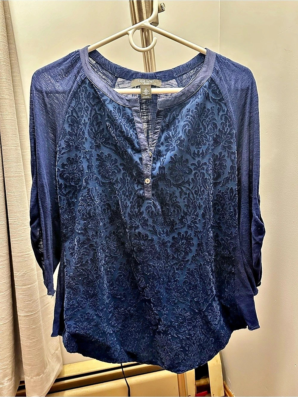 Nine West Floral Tunic in Blue Size Medium